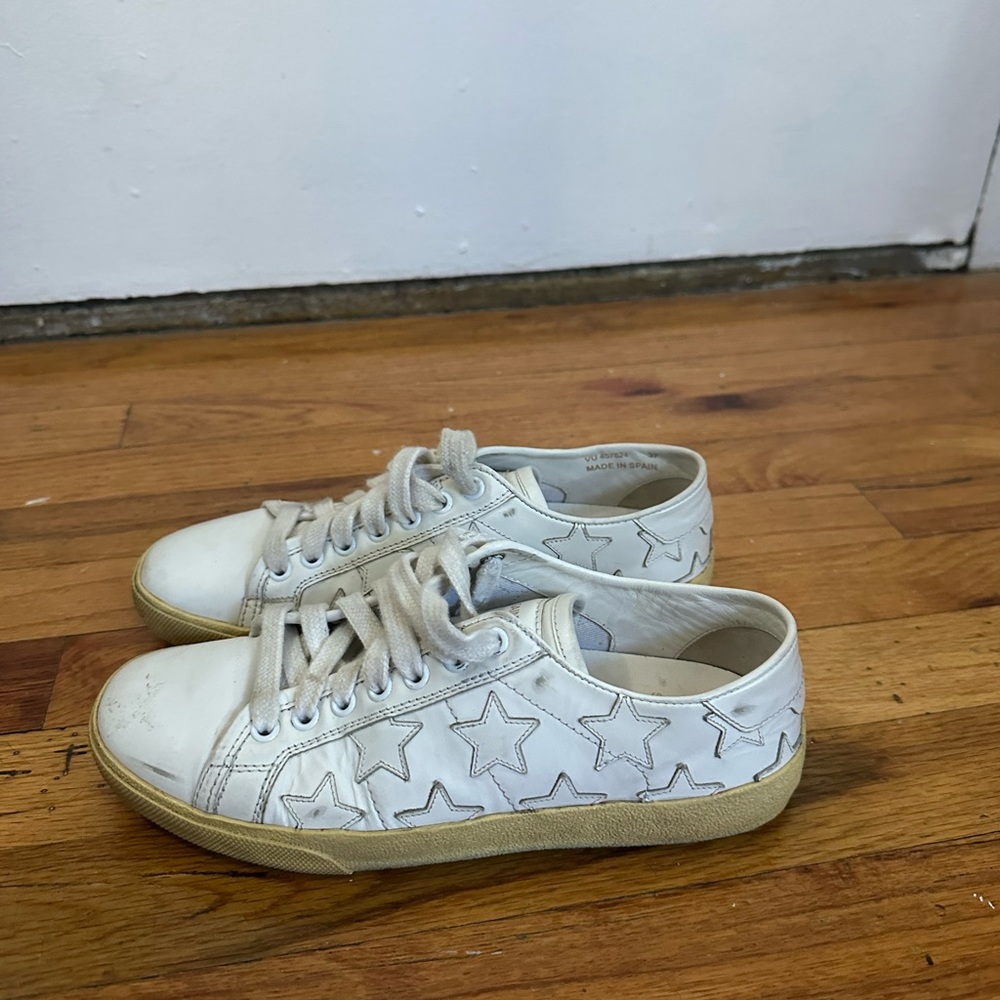 Saint Laurent white leather star sneakers - Picture 3 of 8